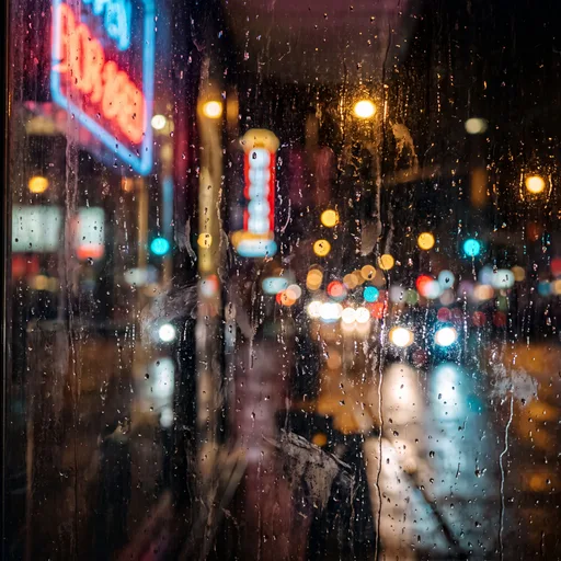 Neonowy deszcz ulicy